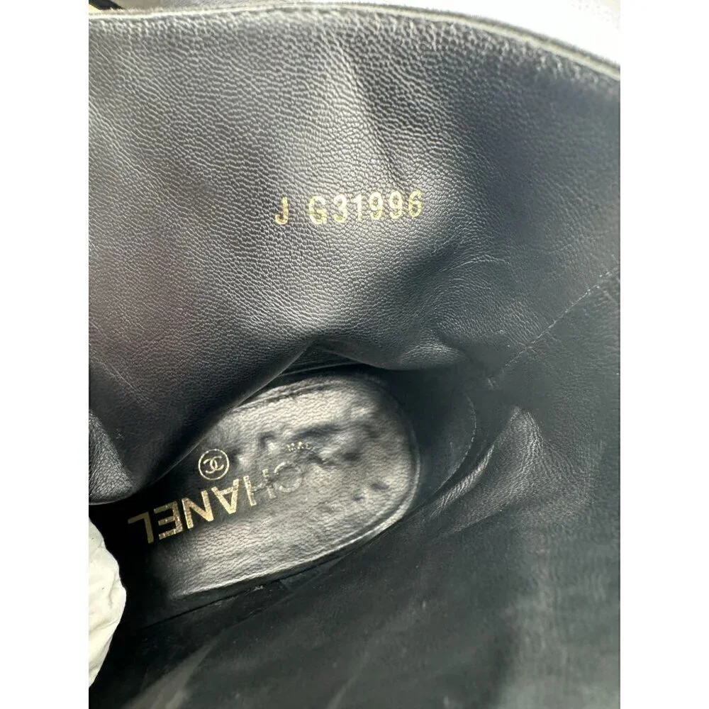 Chanel Suede Pearl CC Logo Patent Cap Toe Short Boots - Picture 16 of 16